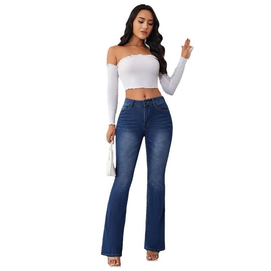 Damen Flared Jeans mit hohem Bund und bequemer Passform R&B