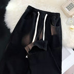Damen lässige Denim-Hose mit elastischem Bund und praktischen Eingrifftaschen