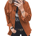Damen modische Cordjacke mit praktischen aufgesetzten Taschen und lässigem Schnitt R&B