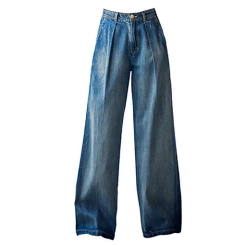 Damen Weite Denim-Hose im lässigen Hochbund-Stil R&B
