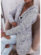 Damen Grobstrickjacke mit Kapuze und praktischen Taschen
