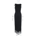 Damen zeitloses Maxikleid mit transparentem Saum R&B