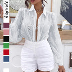 Damen Transparente Bluse mit Stickereien und Rüschendetails R&B
