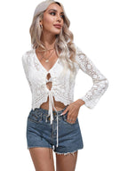 Damen Strickoberteil mit einzigartigem Lochmuster und femininer Silhouette R&B