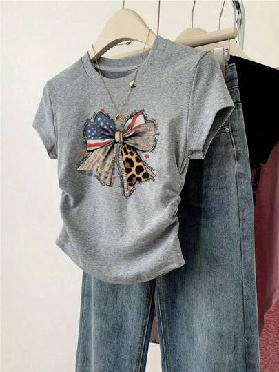 Damen Crop-T-Shirt mit figurbetontem Schnitt und modernem Design R&B