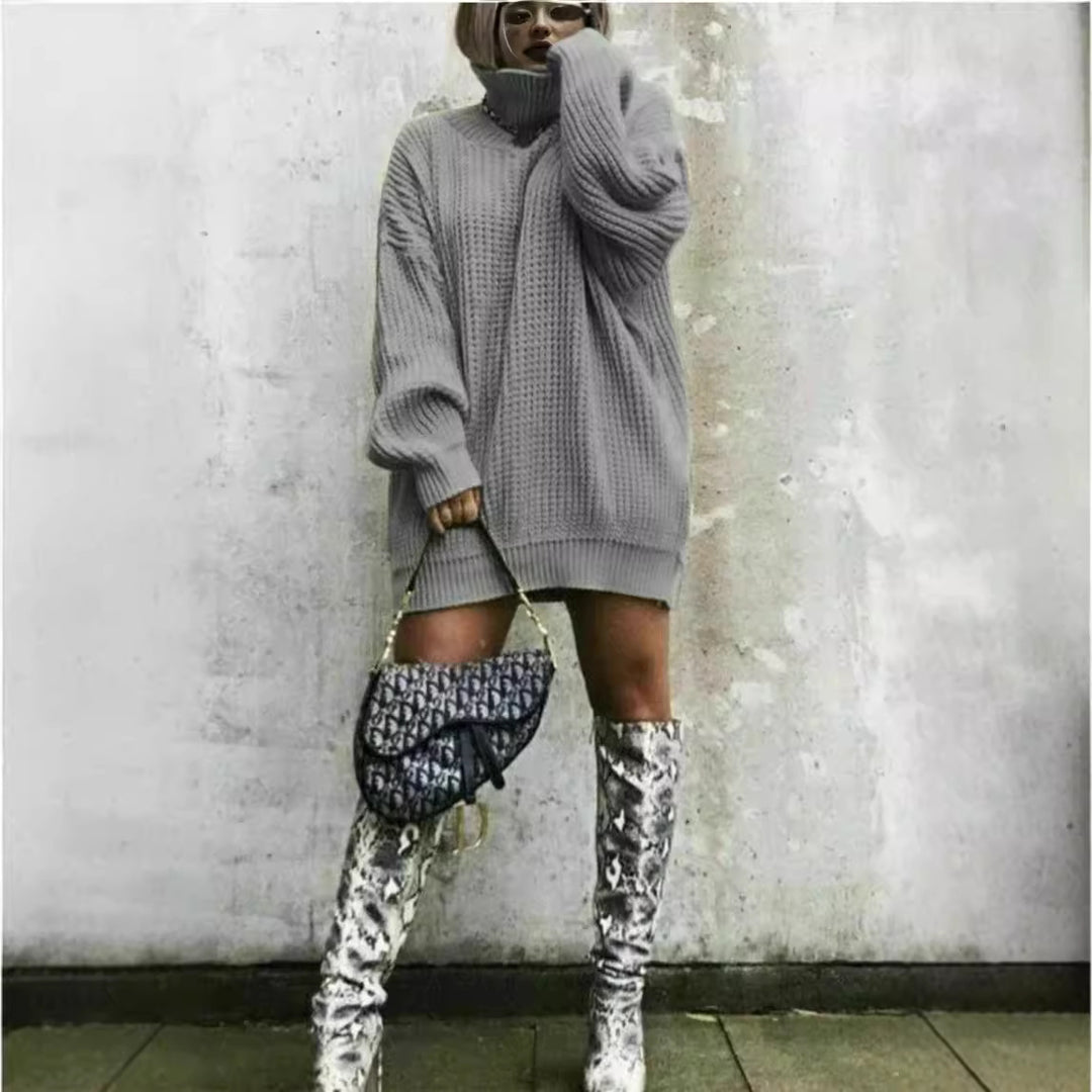 Damen Oversized Strickpullover im modernen Waffelmuster R&B
