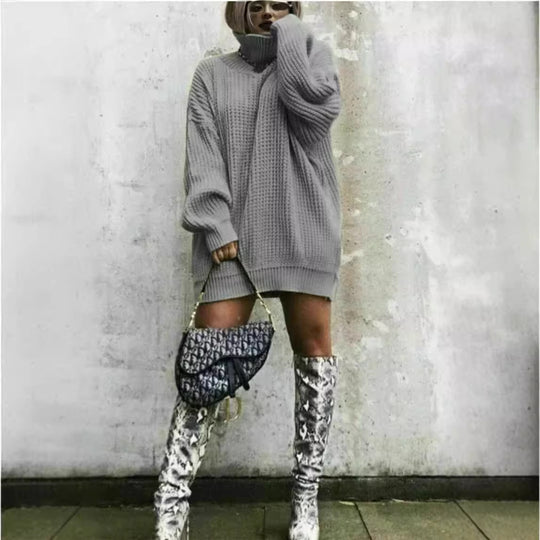 Damen Oversized Strickpullover im modernen Waffelmuster R&B