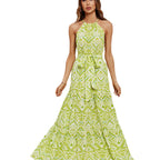 Damen Maxikleid mit schickem Wickeldesign und modernem Ethno-Muster R&B