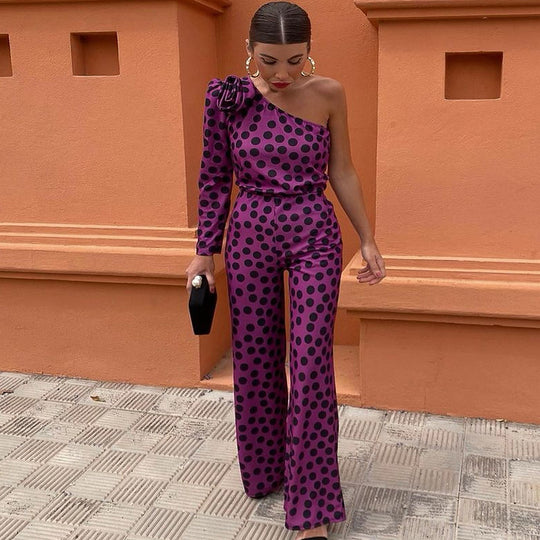 Damen Einseitiger Jumpsuit mit Blumendekor R&B
