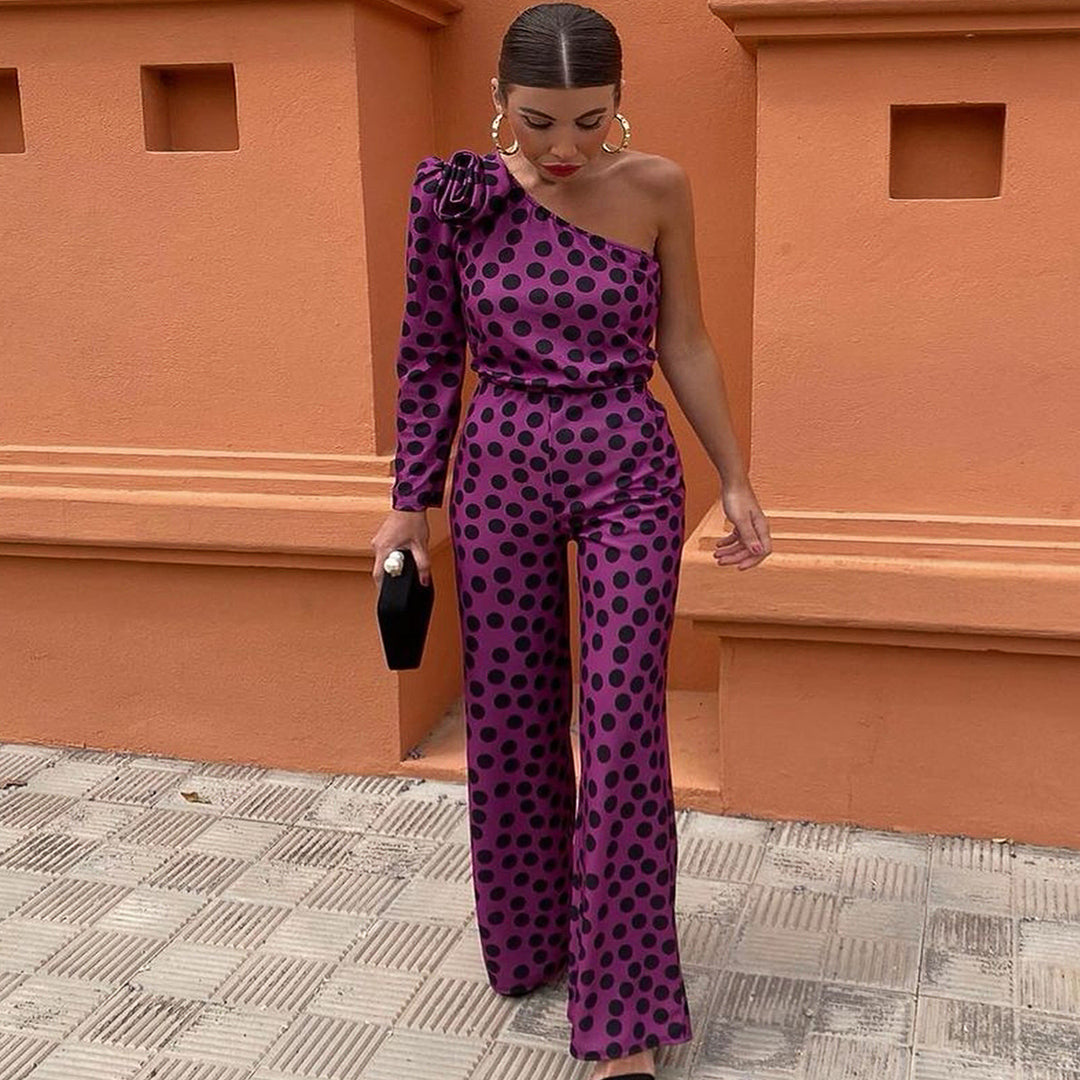 Damen Glamouröses Jumpsuit mit asymmetrischem Design und Rüschen-Detail R&B