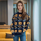 Damen Strickpullover mit floralem Muster und lässigem Schnitt R&B
