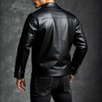 Herren Kunstleder Motorradjacke mit Reißverschluss R&B