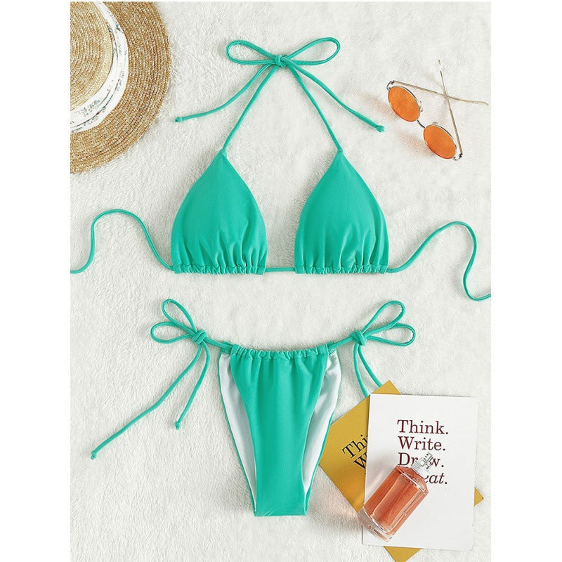 Damen Triangel-Bikini-Set mit verstellbaren Bändern und femininen Akzenten R&B