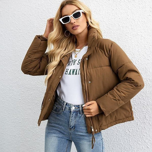 Damen gesteppte Übergangsjacke mit hohem Kragen und praktischen Taschen R&B