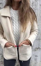 Damen kuschelige Fleecejacke mit kurzen Kragen