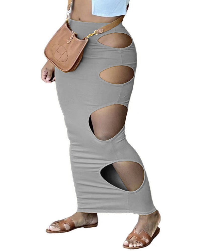 Damen Maxirock mit innovativen Cut-Outs und elastischem Bund R&B