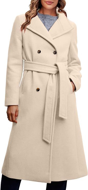 Damen Eleganter doppelreiher Mantel mit Gürteldetail R&B