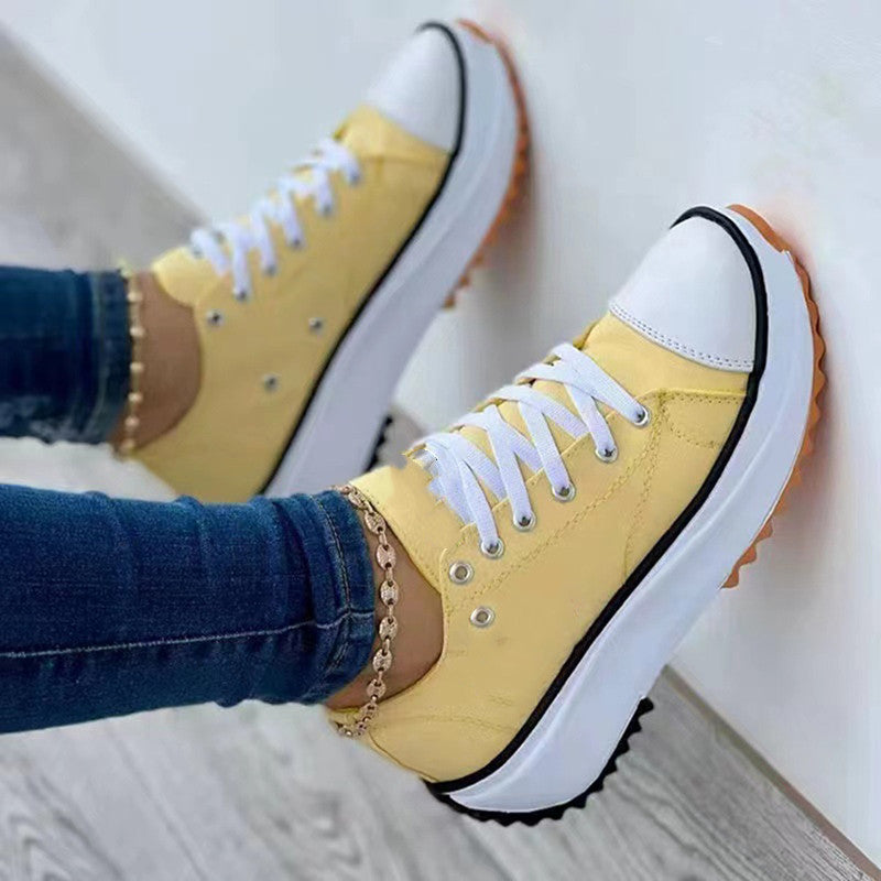 Damen nan Plateau-Canvas-Sneaker mit profilierter Gummilaufsohle und verstärkter Zehenkappe R&B