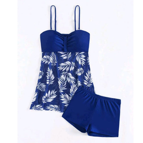 Damen Tankini-Set mit floralem Design und sportlichen Shorts R&B