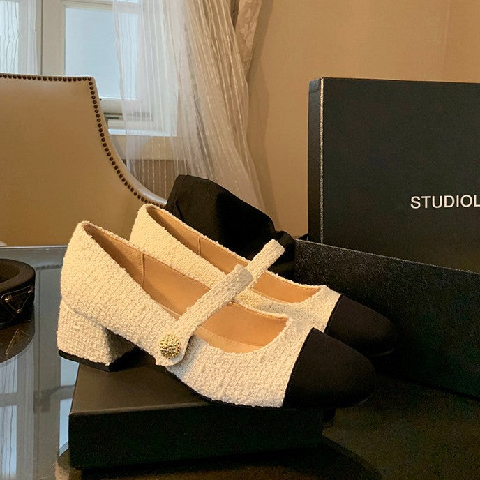 Damen elegante Mary Janes mit modischem Riemchen und bequemem Blockabsatz R&B