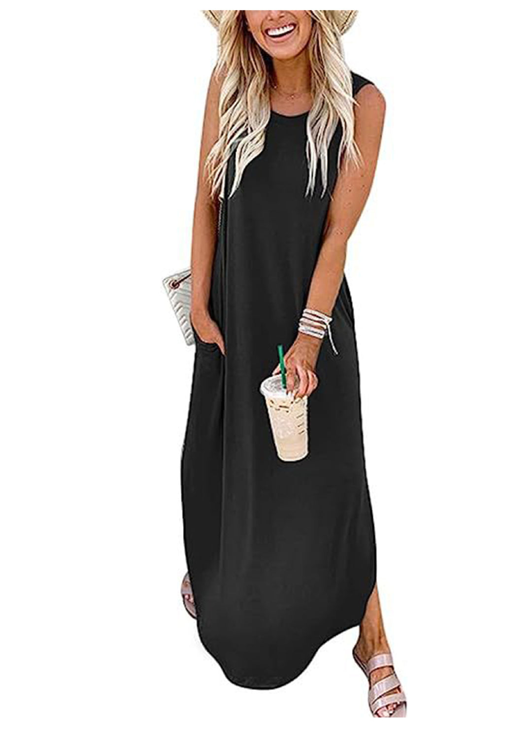 Damen Maxikleid mit lässigem Schnitt und praktischen Taschen R&B