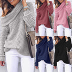 Damen Oversized Strickpullover mit elegantem Schalkragen und strukturiertem Muster R&B