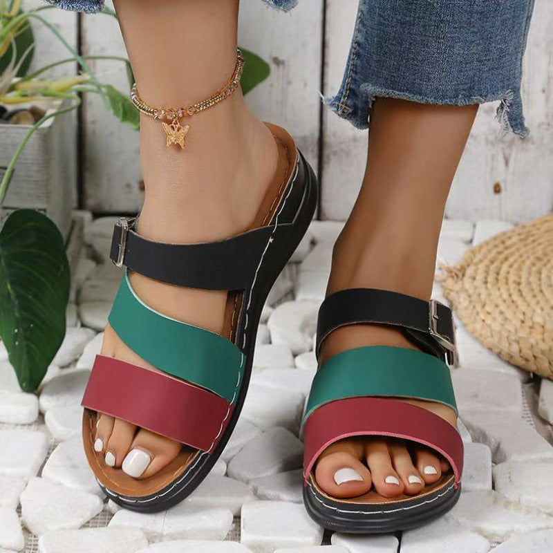 Damen bequeme und modische Sandalen mit verstellbaren Riemen R&B