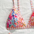 Damen Triangel-Bikini-Set mit floralem Muster und verspieltem Design R&B