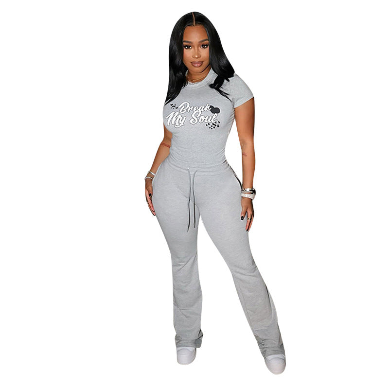 Damen Gemütliches Freizeit-Set mit T-Shirt und Jogginghose R&B