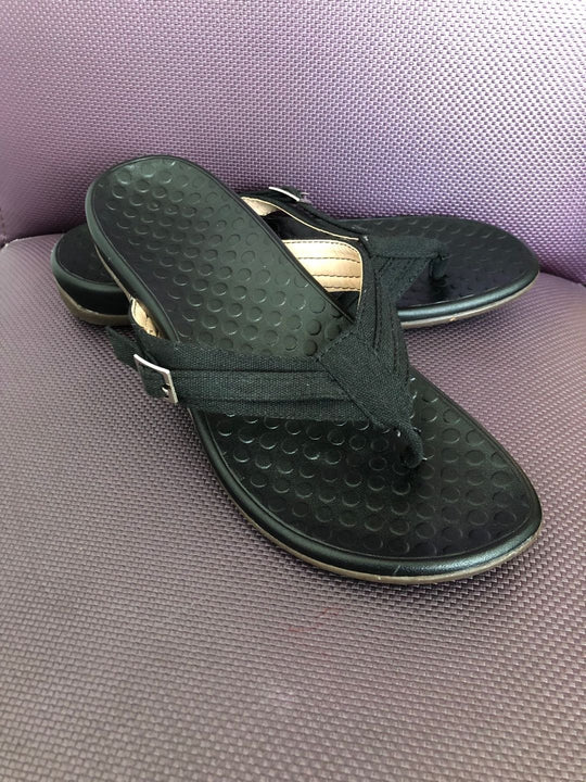 Damen Elegante und komfortable Zehentrenner-Sandalen mit verstellbarem Riemen R&B