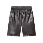 Damen Kunstleder Shorts mit elastischem Bund und modischen Details R&B
