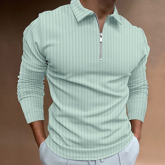 Herren modischer Poloshirt mit Reißverschluss R&B