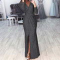 Damen Elegantes Wickelkleid mit Bein-Schlitz R&B