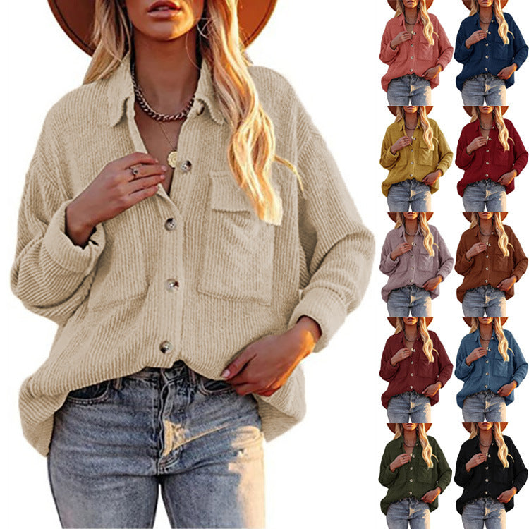 Damen Lässige Strickjacke mit Knopfleiste und Taschen R&B