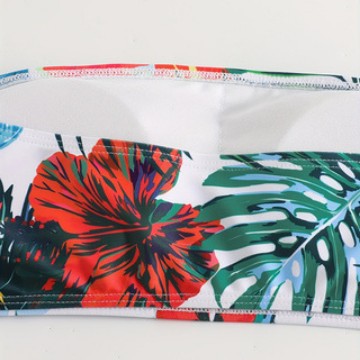 Damen Bandeau-Bikini-Set mit tropischem Blumendesign R&B