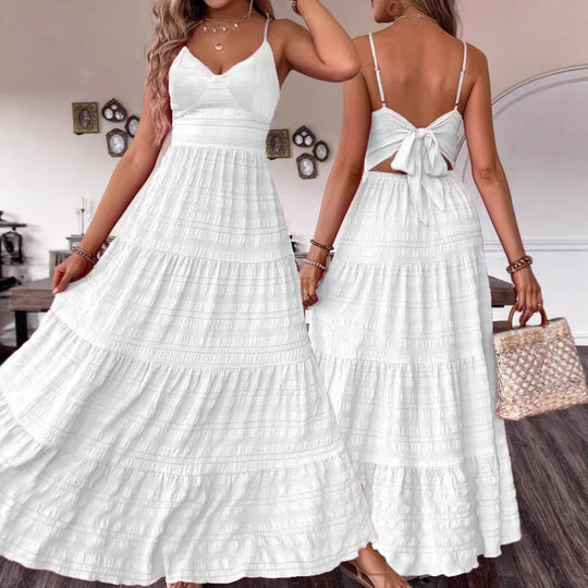 Damen Maxikleid mit schwingendem Rock und zarten Spaghettiträgern R&B