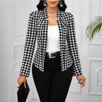 Damen modische Blazerjacke im Hahnentritt-Muster R&B