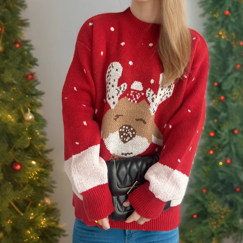 Damen Pullover mit festlichem Rentier-Motiv und himmlischem Design R&B