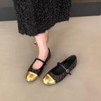 Damen Ballerinas mit elegantem Riemen und glänzendem Metallakzent R&B