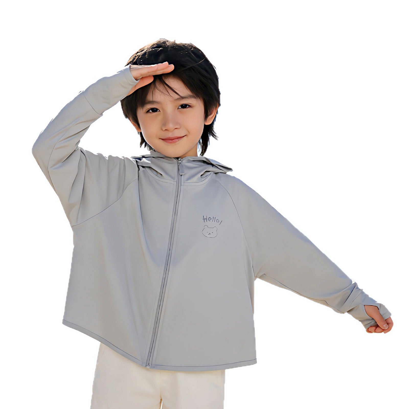 Damen nan Kinder UV-Schutz Sonnenjacke mit Kapuze und integrierter Gesichtsabdeckung  R&B