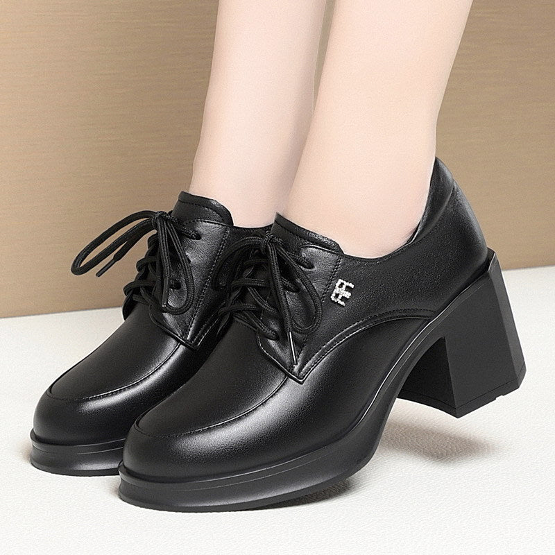 Damen Elegante Schnürpumps mit modischem Blockabsatz