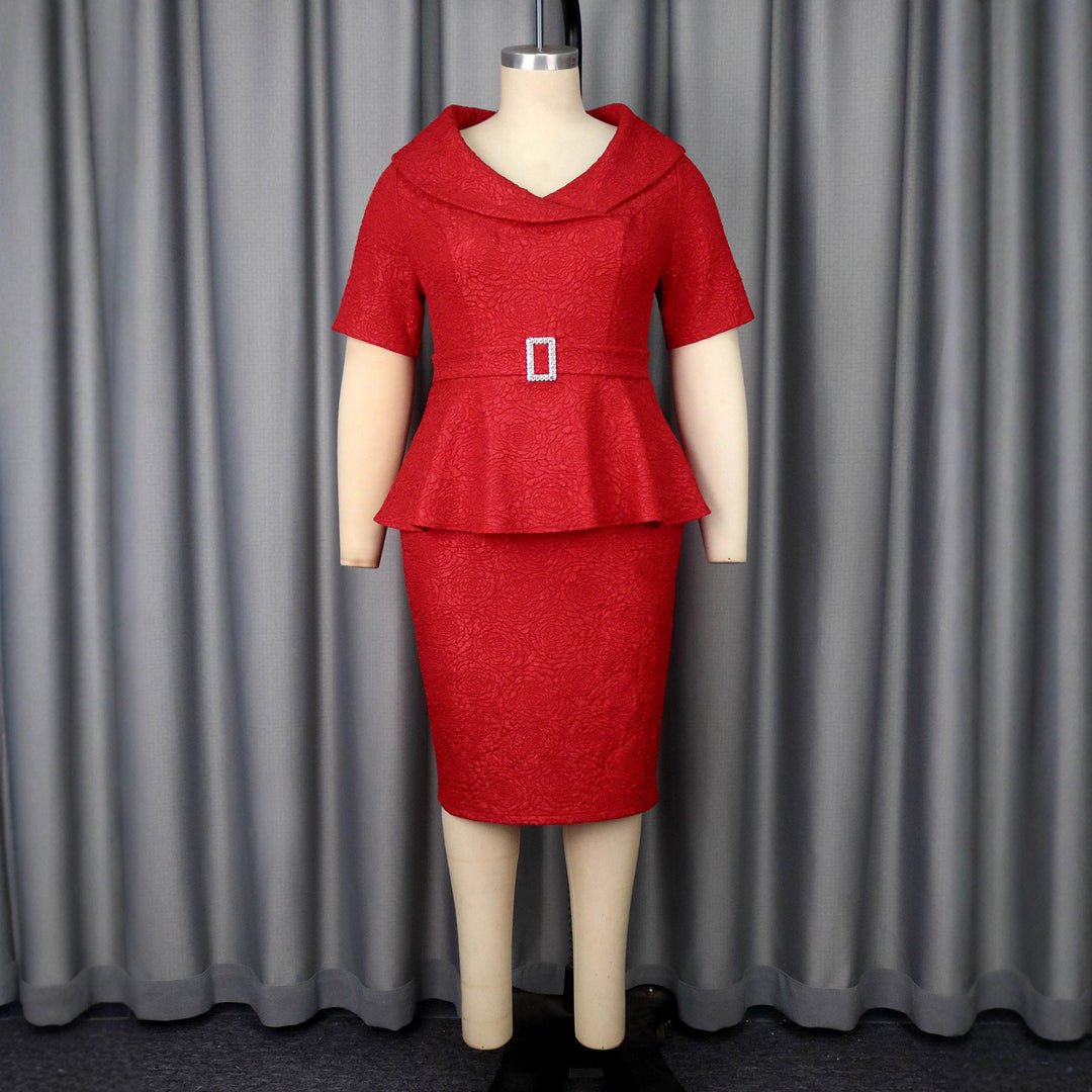 Damen figurbetontes Peplum-Kleid mit Raffinierter Taillierung R&B