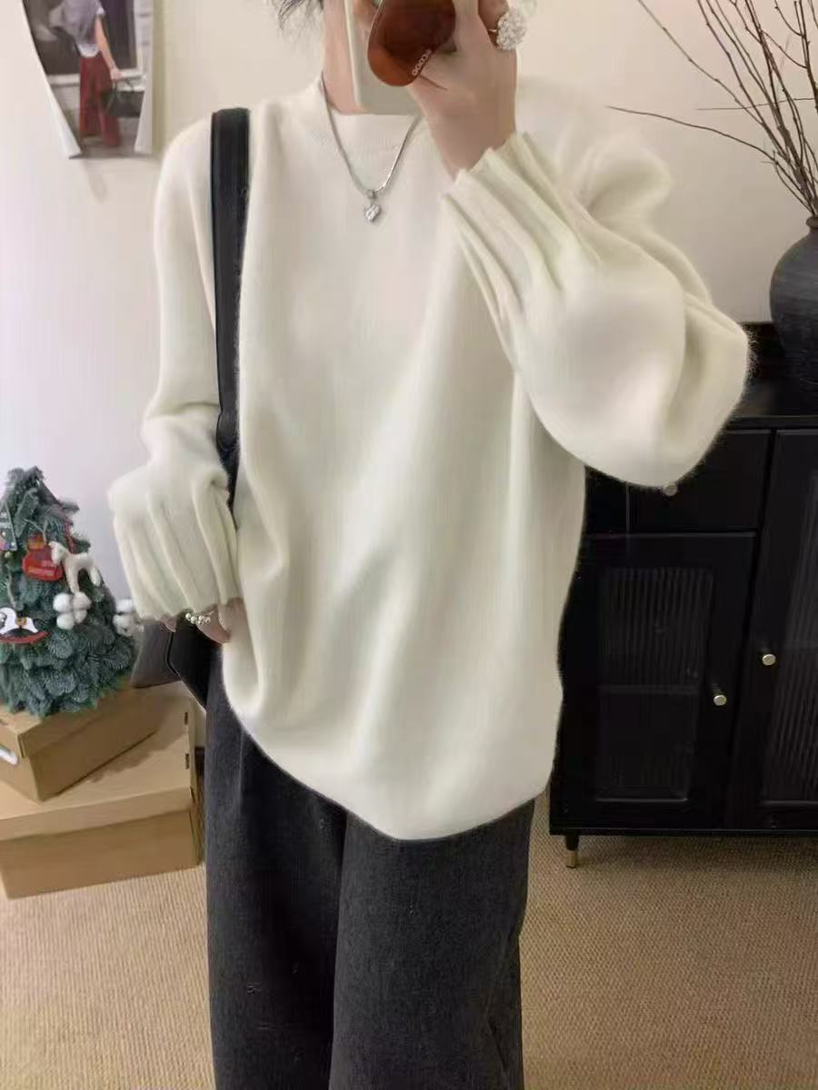 Damen Pflegeleichter, gemütlicher Pullover mit Volantärmeln