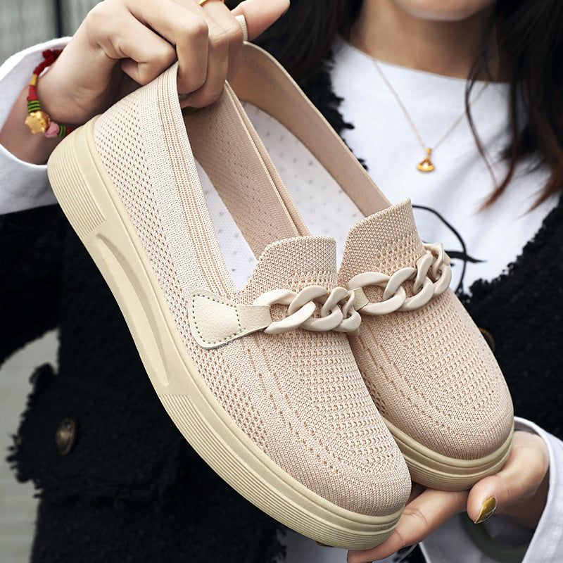 Damen Atmungsaktive Slip-On Sneakers mit modischem Kettendetail R&B