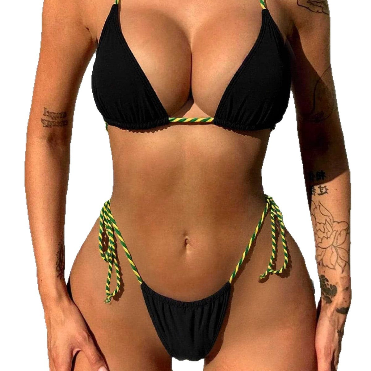 Damen Minimalistischer Triangel-Bikini mit verstellbaren BindR&Bändern R&B