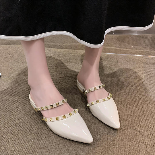 Damen elegante Mules mit modernen Nietenakzenten R&B