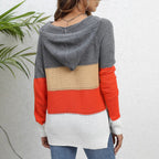 Damen lässiger Kapuzenpullover mit modischem Farbblockdesign