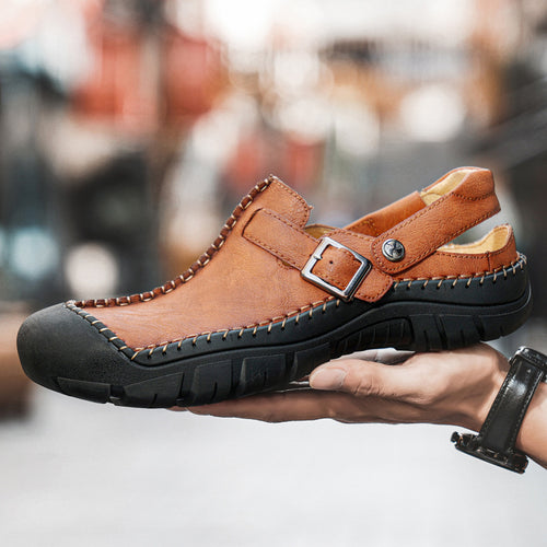 Herren Clogs aus hochwertigem Leder mit komfortablem Riemen und rutschfester Sohle R&B