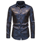Herren Hemd mit floralen Prägungen und elegantem Glanz R&B