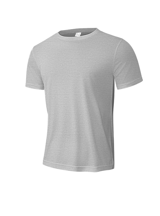Herren nan meliertes Funktions-T-Shirt mit Rundhalsausschnitt, leichter Baumwollmischung und atmungsaktiver Struktur R&B
